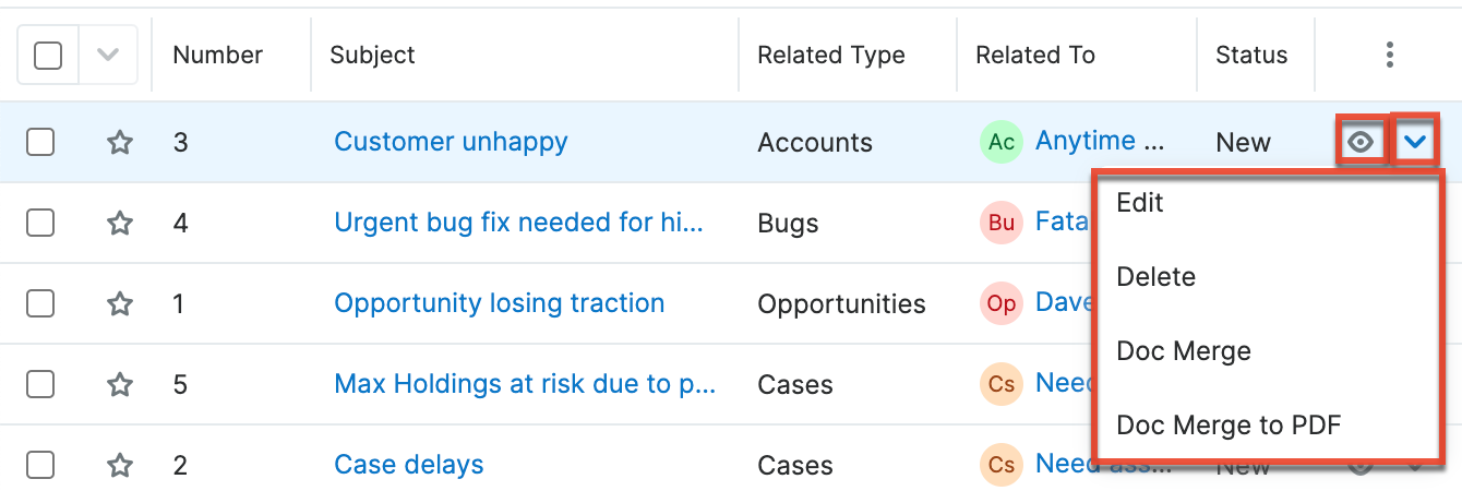 Escalations LVRecordActionsMenu