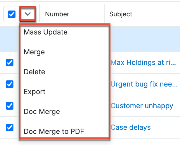 Escalations LVMassActionsMenu