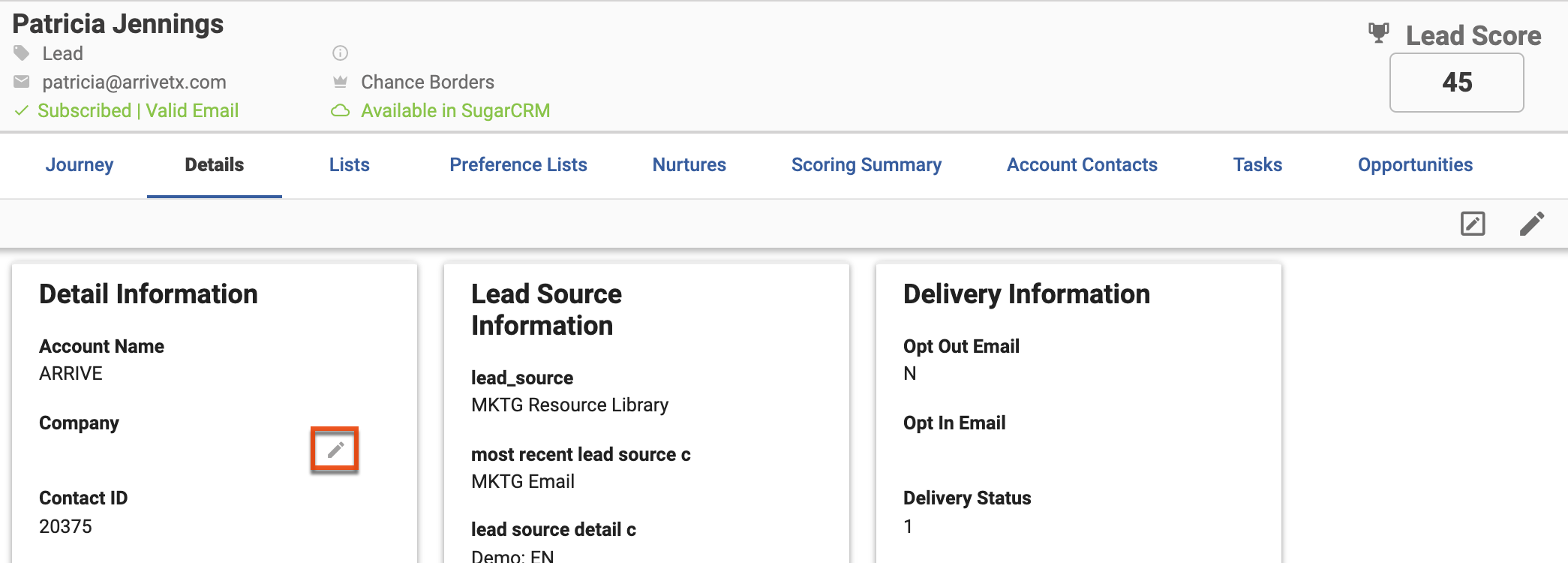 SM UG leads editfield