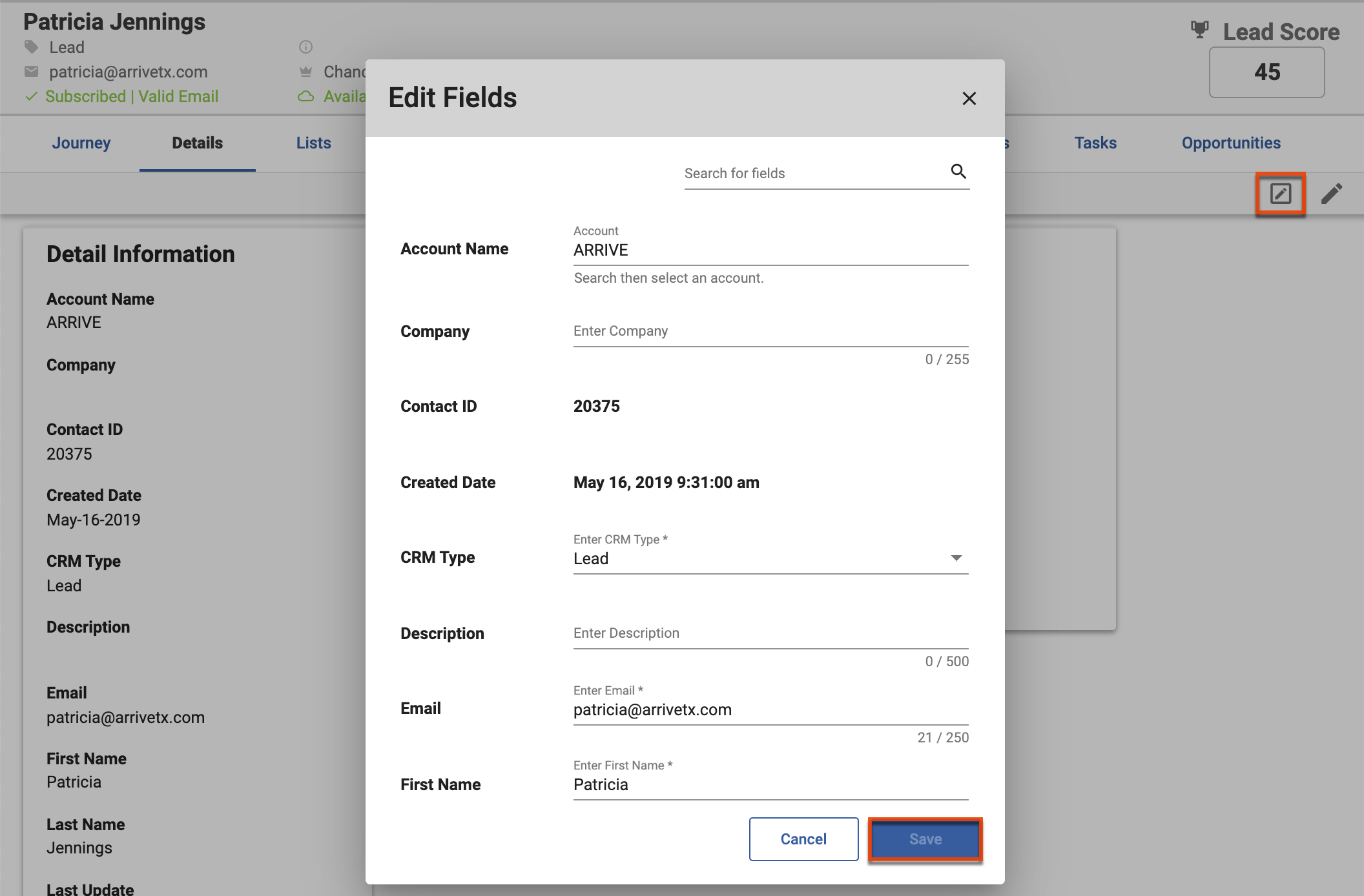 SM UG leads editfields