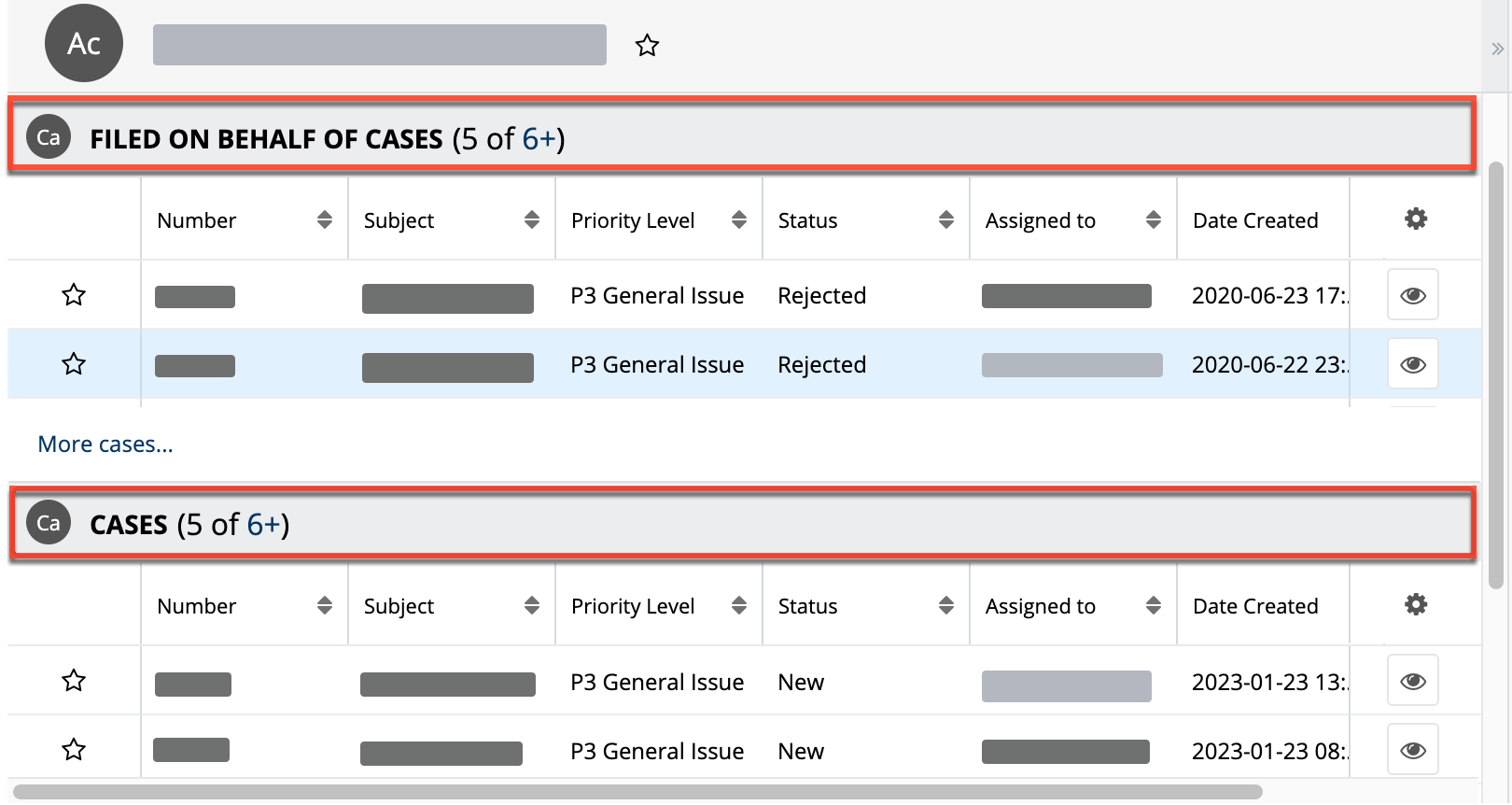 SupportPortal Accounts CasesSubpanels