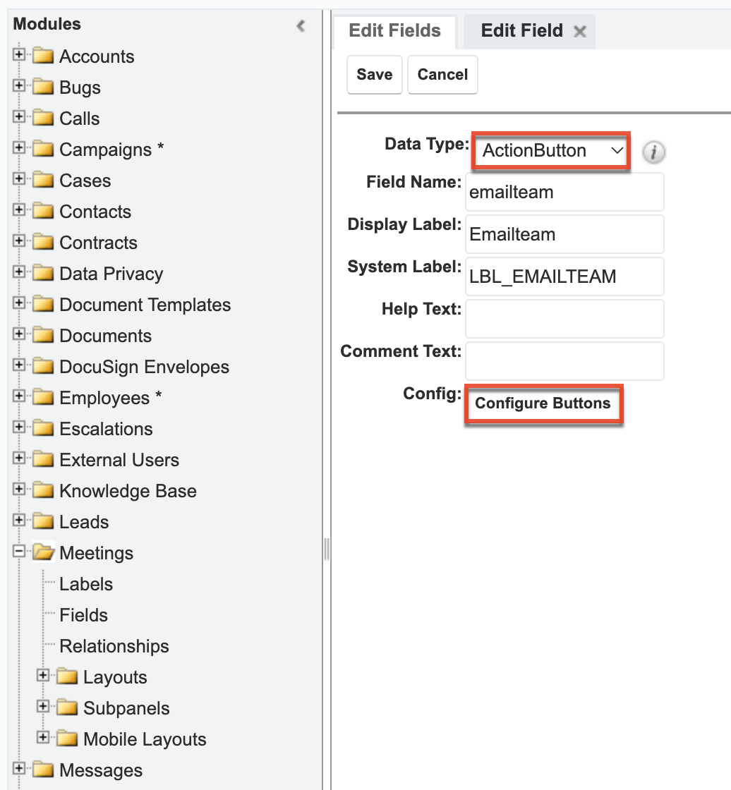 Add email team field