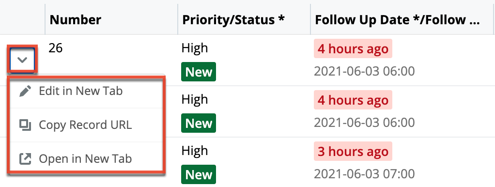 ServiceConsole RowActions