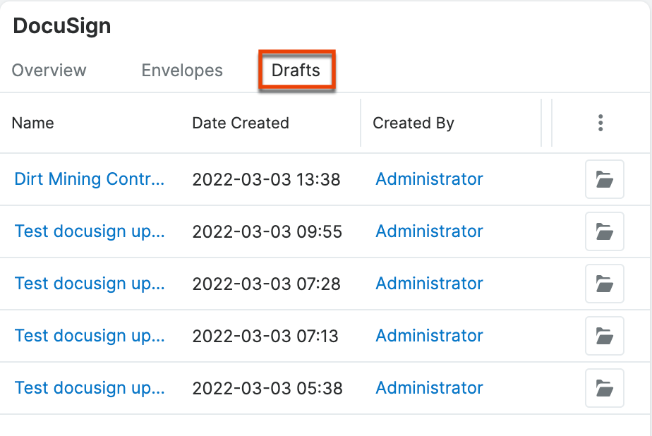 docusign homedash drafts