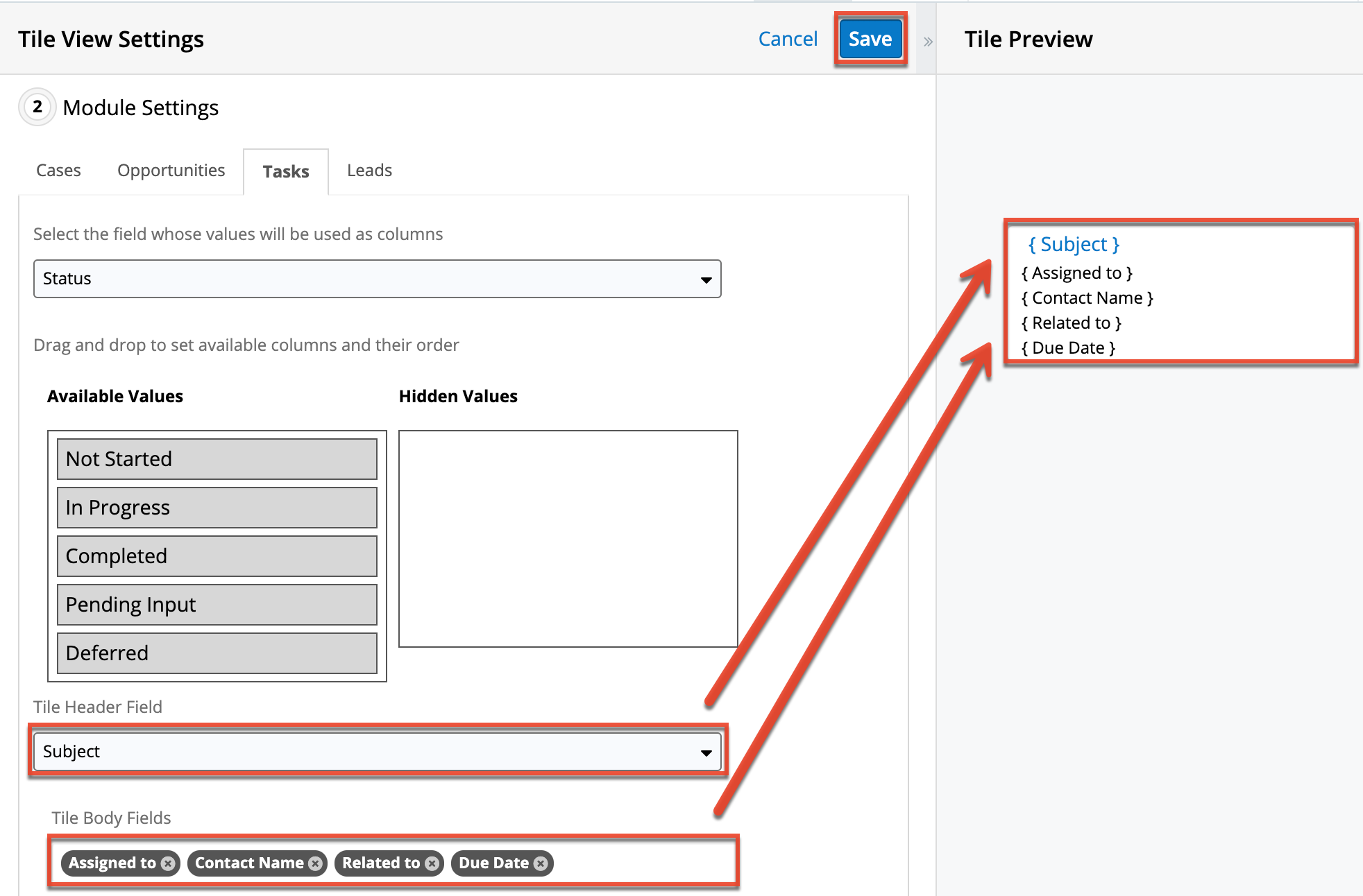 TileViewSettings ConfiguringTiles