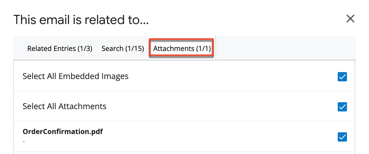 Archive with options choose attachments