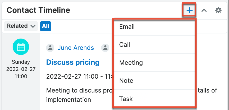 SugarLive ContactTimelineDashlet1