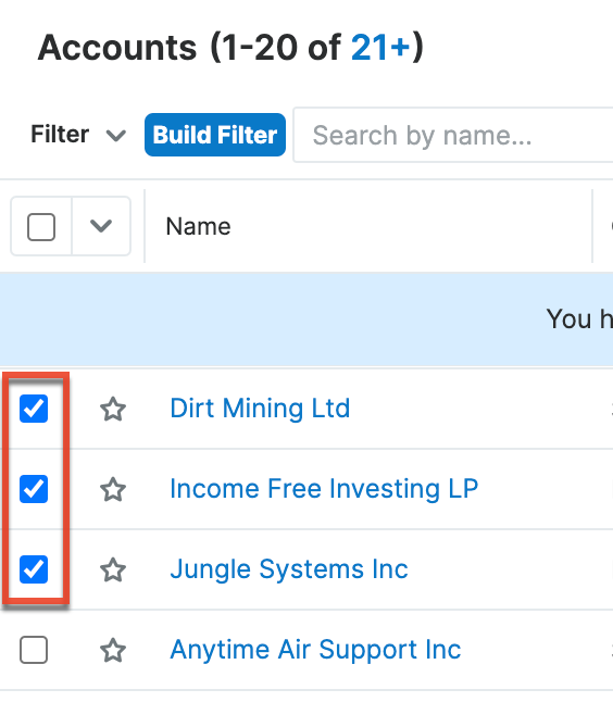 Check boxes to select records