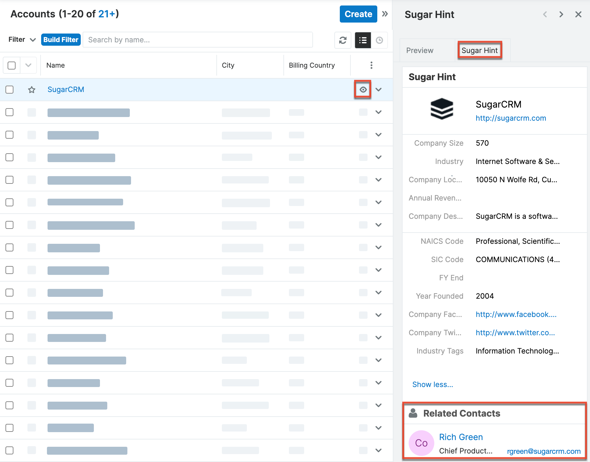 Hint Related Contacts