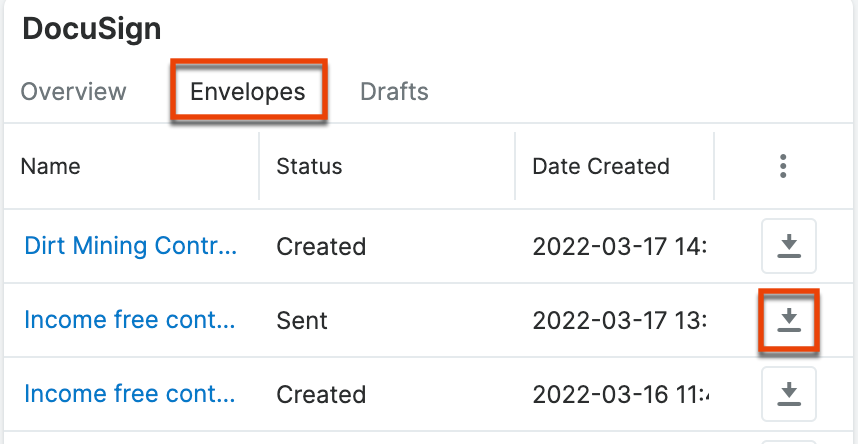 docusign download dashlet