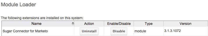 Marketo3.1.3 SugarConnectorForMarketo Installed1