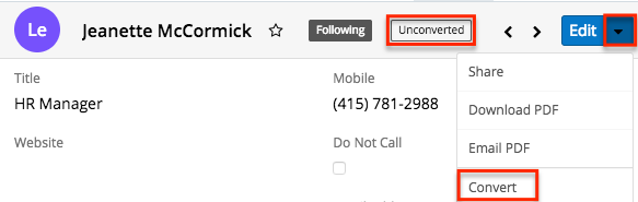Contacts Leads Convert