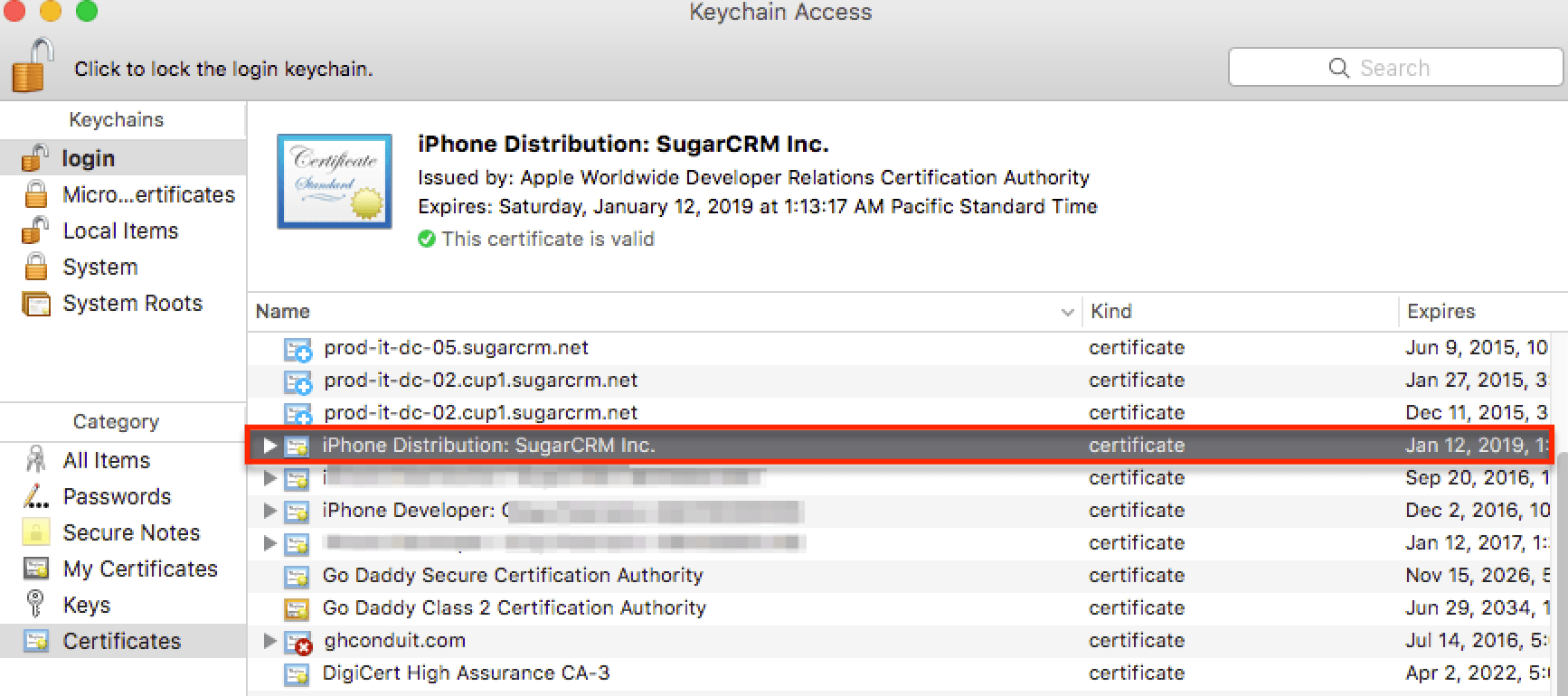 Binary ViewCertificateinKeyChain