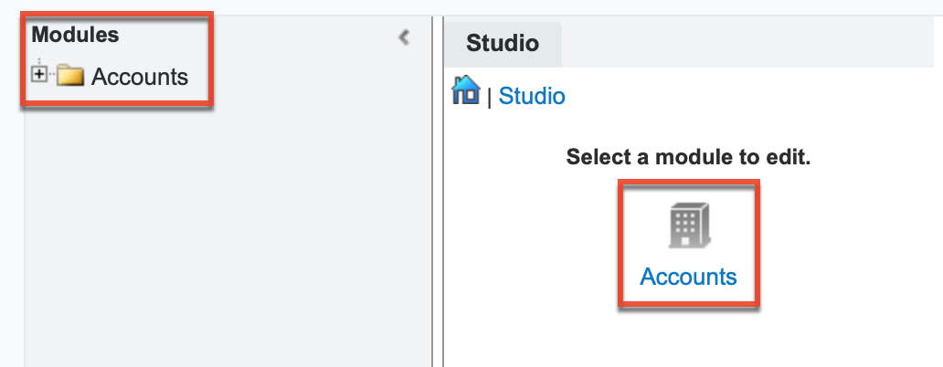 Accounts Access in Studio
