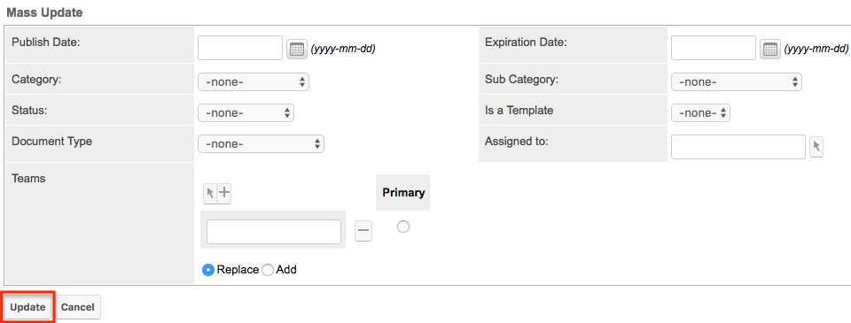 UI Legacy ListView MassUpdate Panel