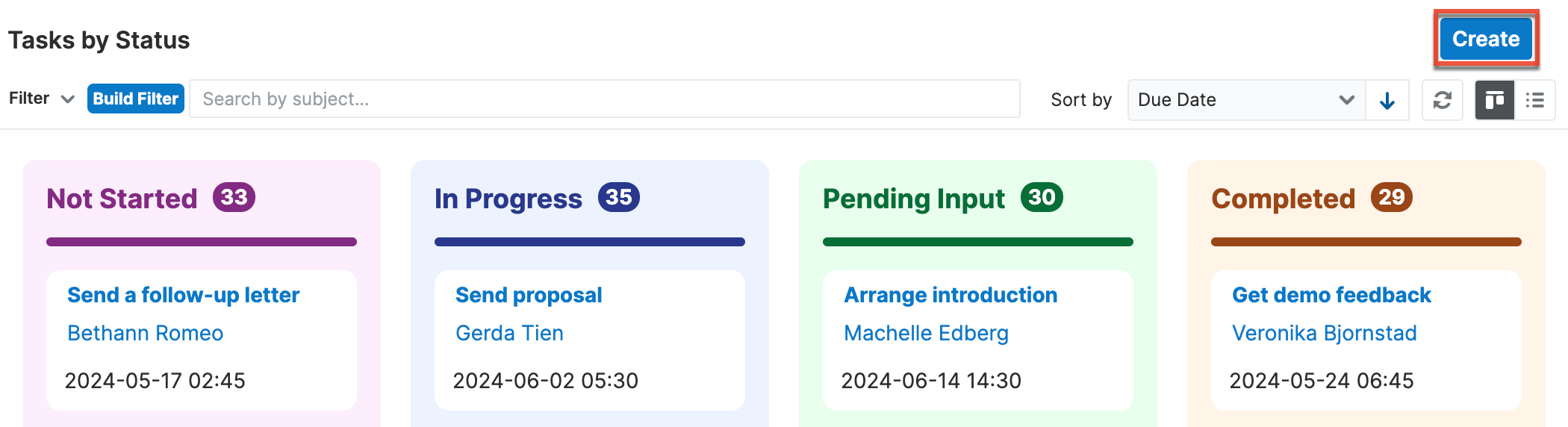 create from tile view