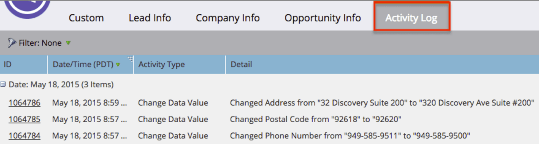 MarketoAcivityLog Update