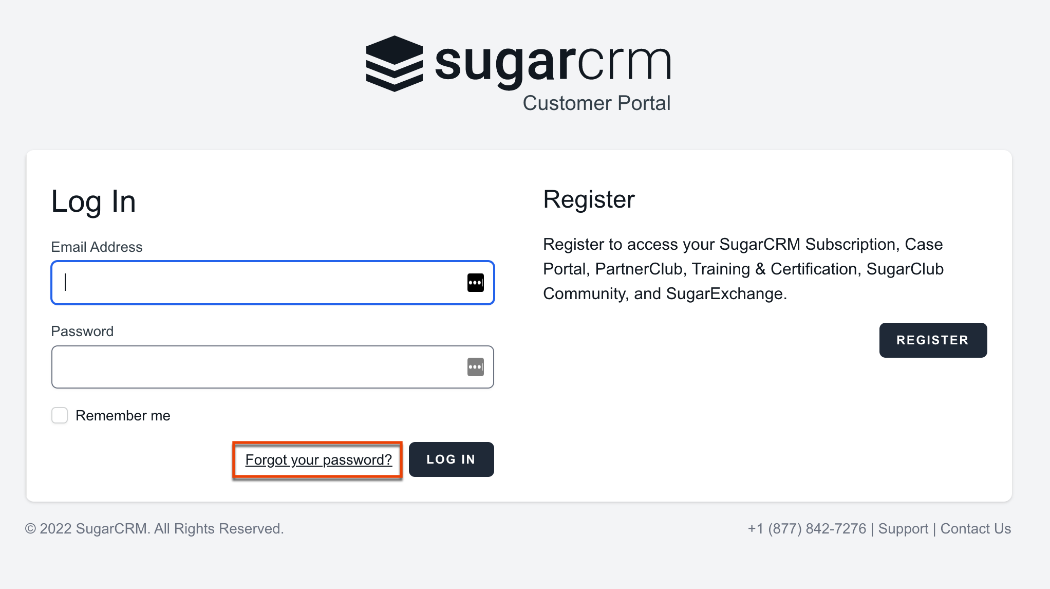 SupportPortalAccess ForgotPassword