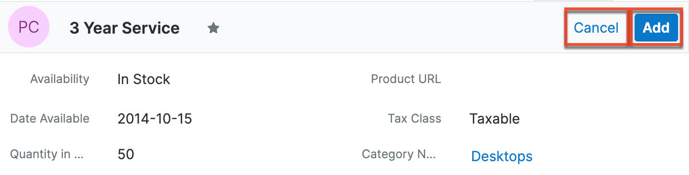 ProductCatalog QP ProductRV Add