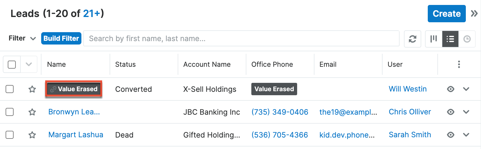 Value Erased in List View