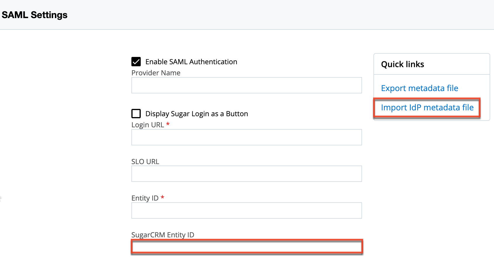 SugarIdentity SAMLSettings ImportMetadataFile1