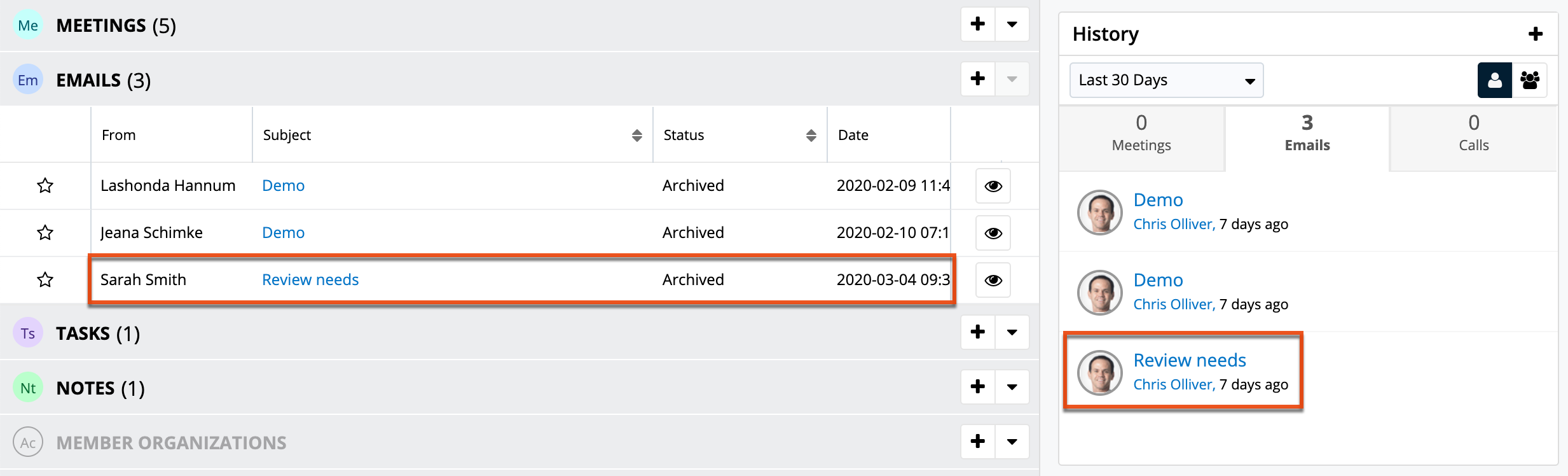 UI EmailsSent EmailsSubpanel HistoryDashlet
