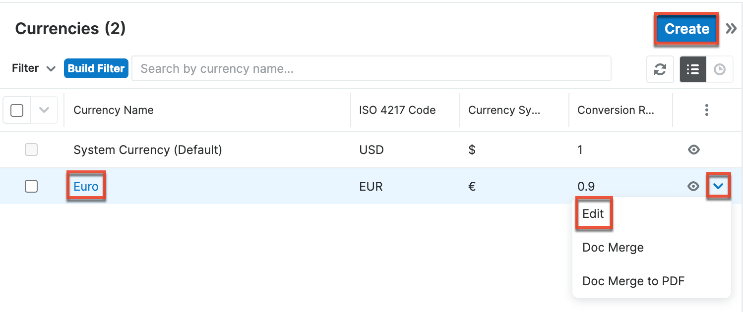 Edit currency