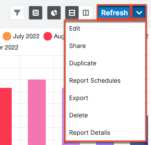 Results View Actions menu