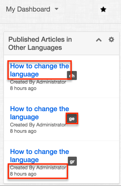KB PublishedArticlesinOtherLanguagesDashlet