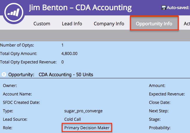 Marketo OpportunityInfo Role2