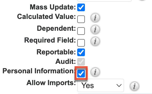 Designate as personal information