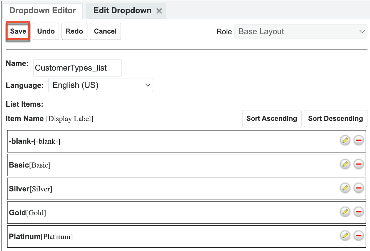 Save customer types list
