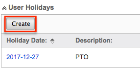 Sugar UserPreferences AccessTab UserHolidays Create