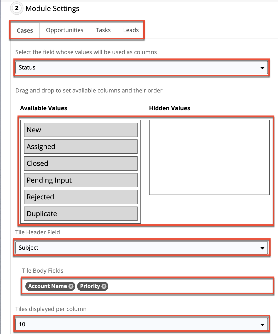 TileView ModuleSettings