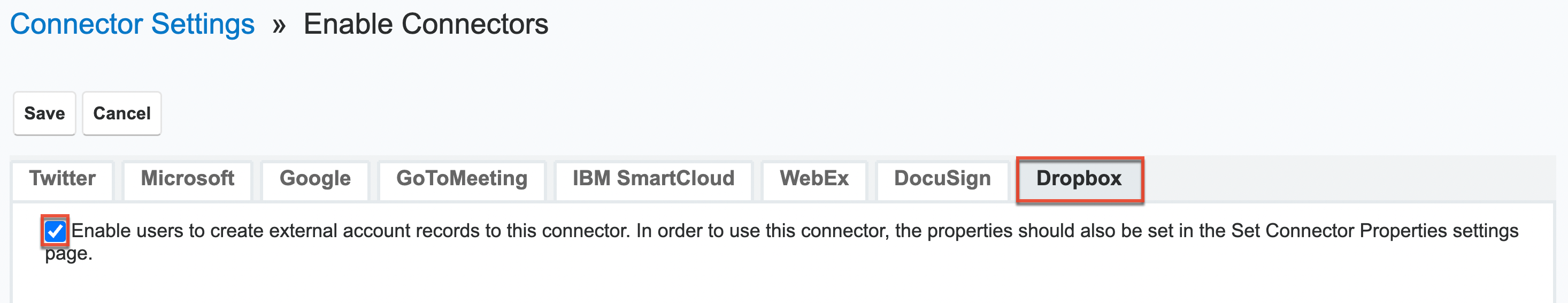 ConnectorSettings Google