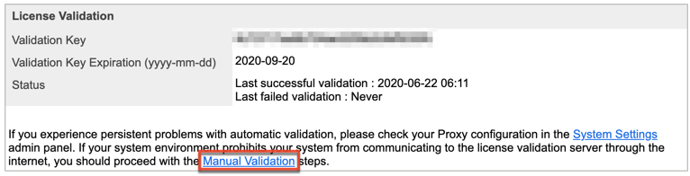 System LicenseMgmt ManualValidation