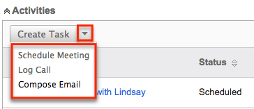 UI DetailView SubPanels Activities ActionsMenu
