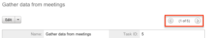 proj task DV next and prev
