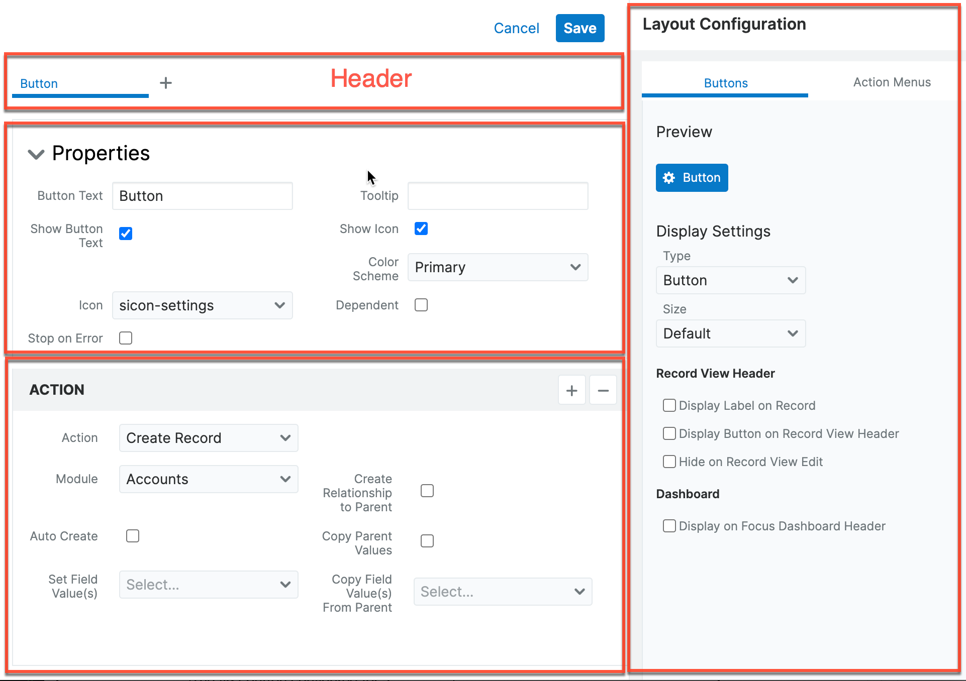 studio buttonconfigdrawer