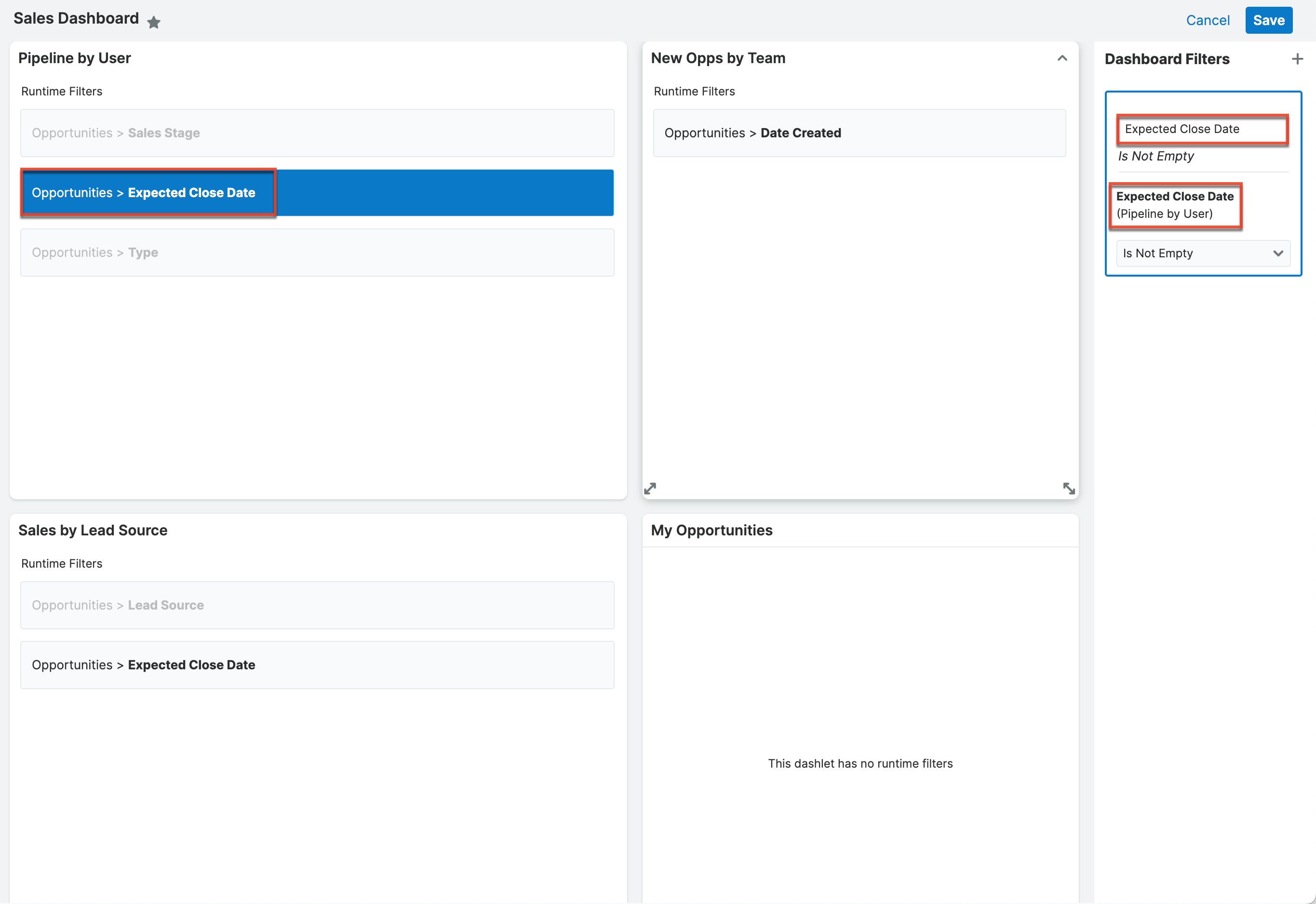 Add runtime filter to a group
