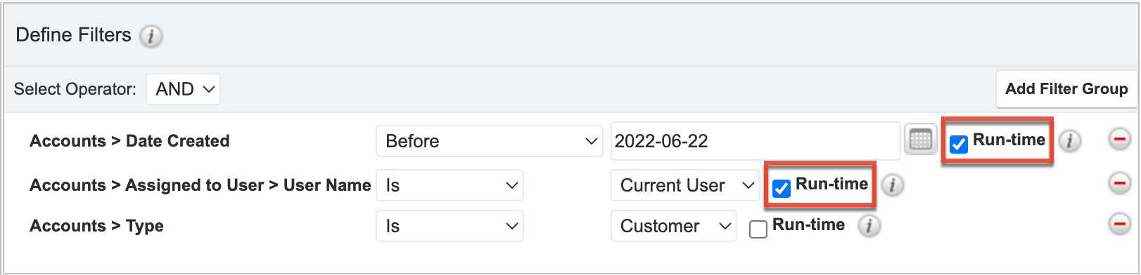 SetRunTimeFilterinWiz