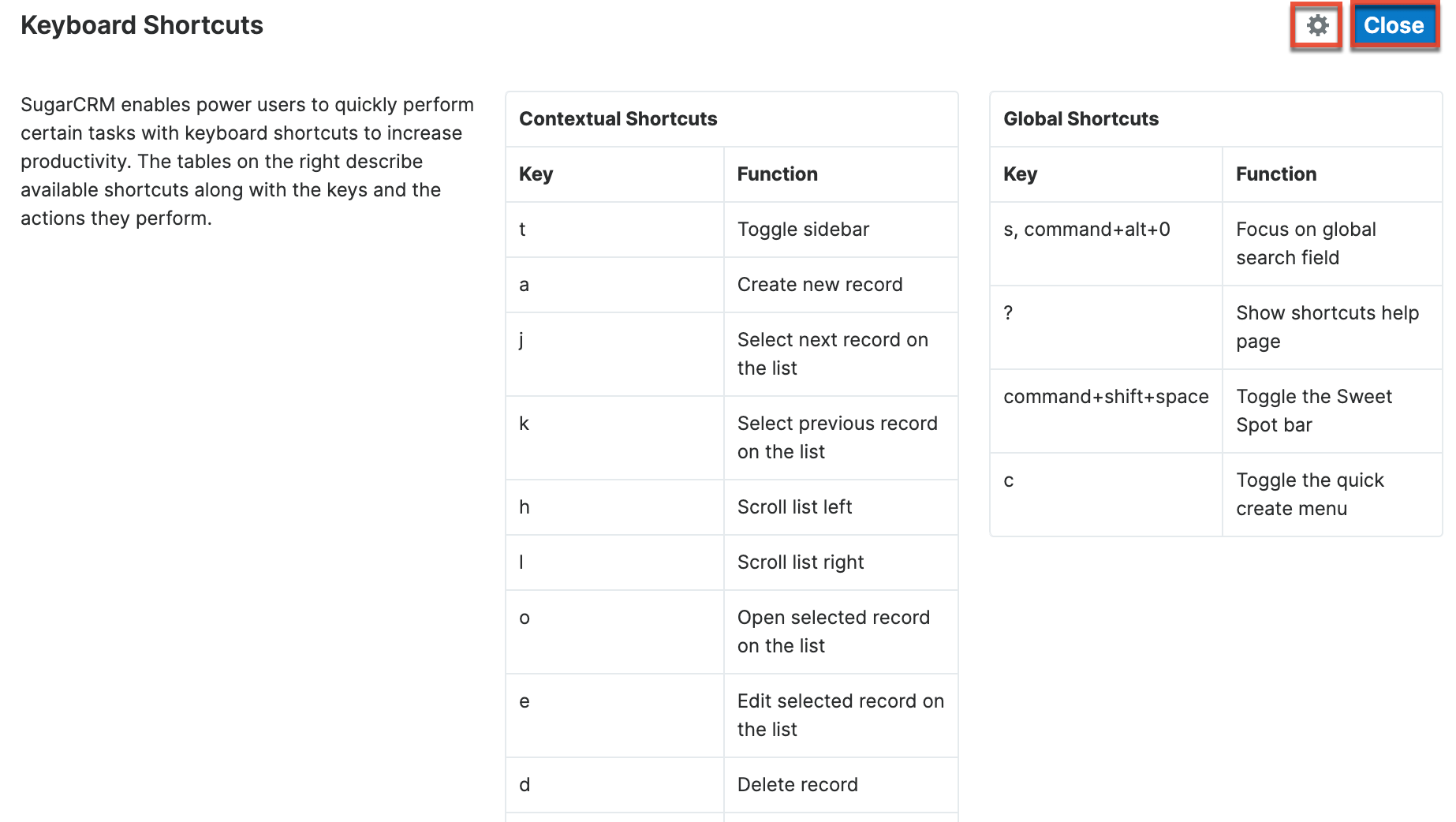 Keyboard Shortcuts