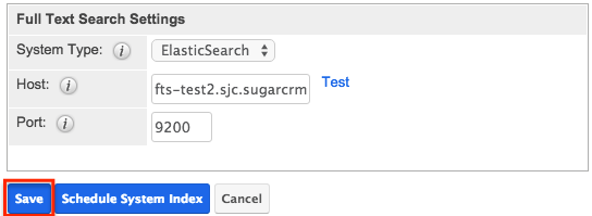 Admin Search FullTextSearchSettings Save