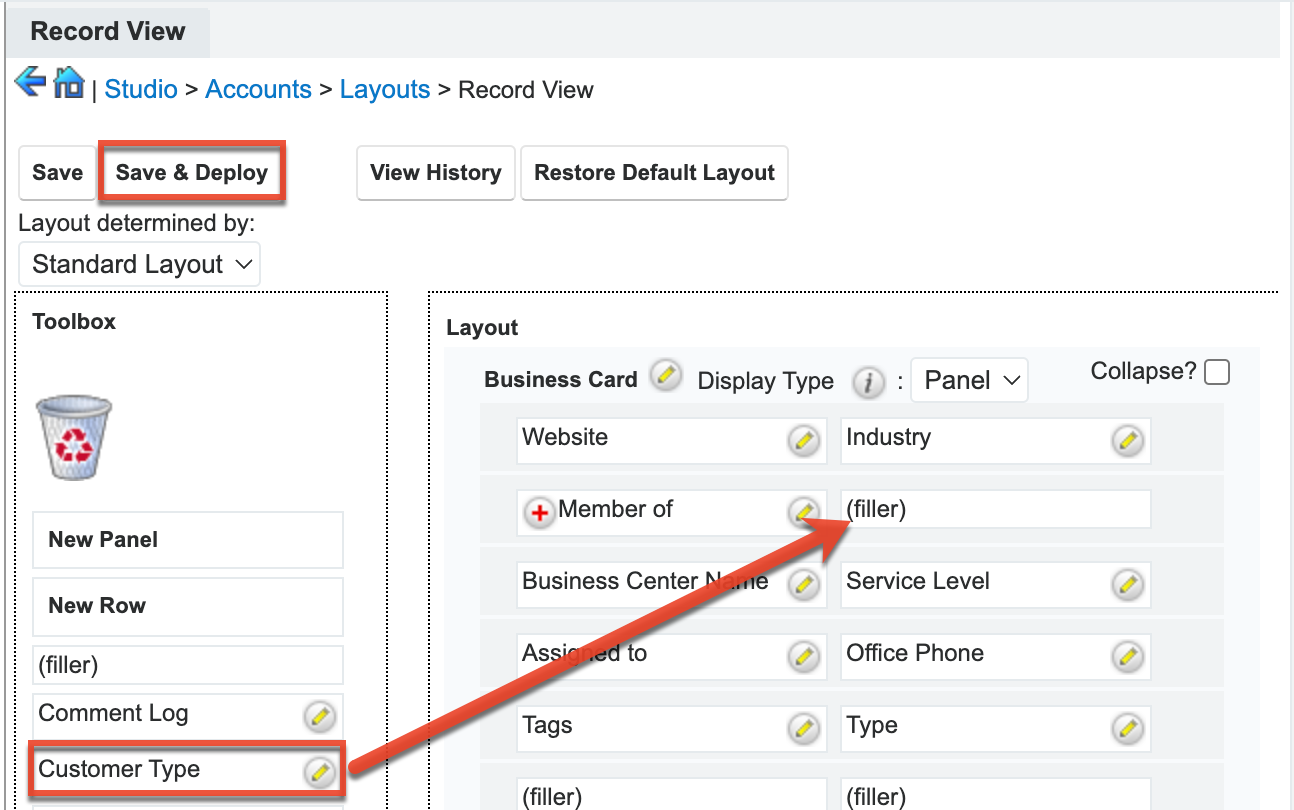 Add Customer Type field to layout