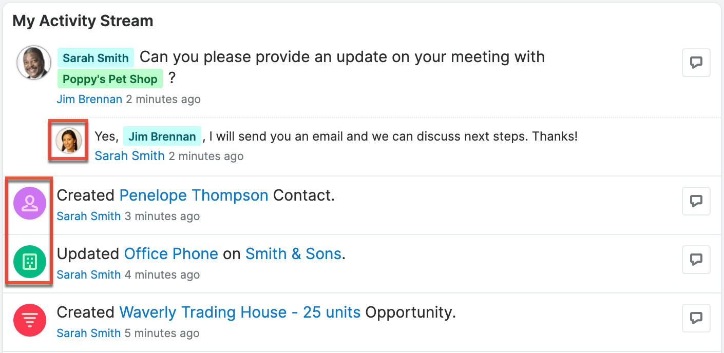 Activity Stream Post icons