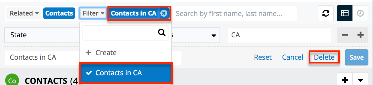 Search RelatedRecordFilter Delete