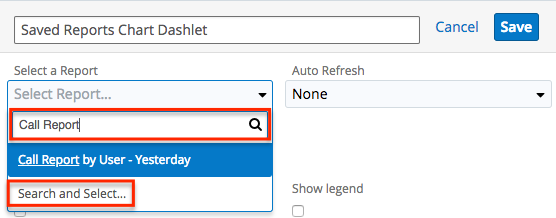 ReportingOnUserActivity SavedReportsChartDashlet SelectAReport