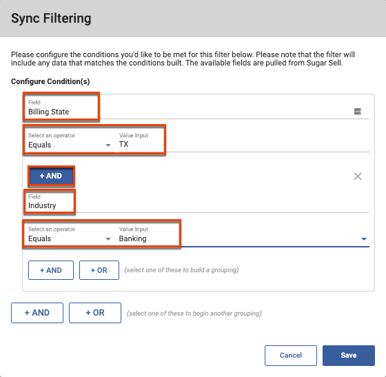 SM CRM sugar syncfilter2