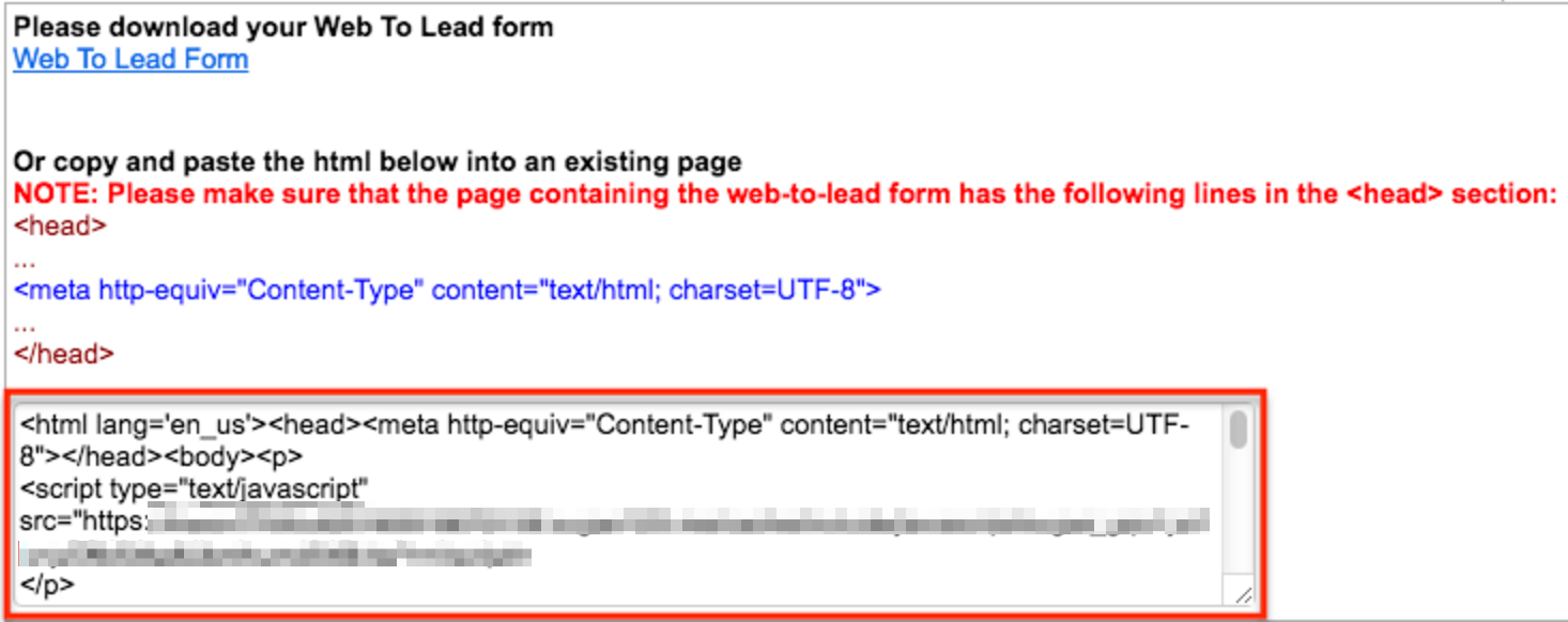 SavedLeadForm HTML