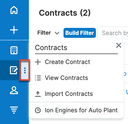 Contracts menu